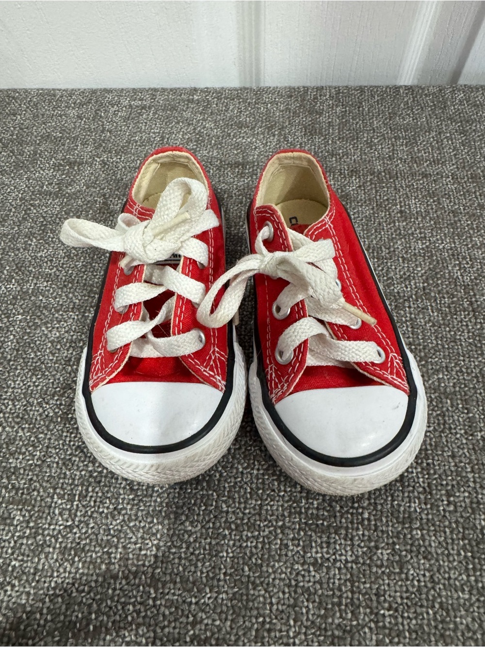 Toddler Converse Red Canvas Low-Top Sneakers with White Laces